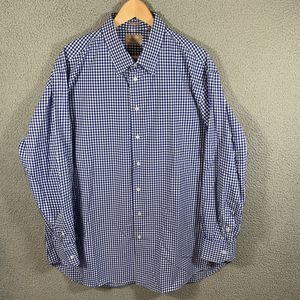 S Gitman Bros Shirt‎ Mens 18 34 Blue Check Long Sleeve Button Down Casual
